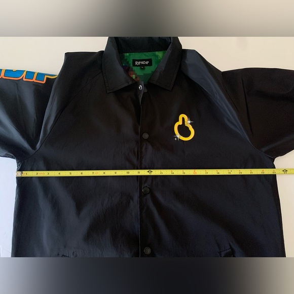 RIP N DIP Men's Black Hooded Windbreaker Jacket Sonic Cat Snap Button Large - Picture 9 of 12